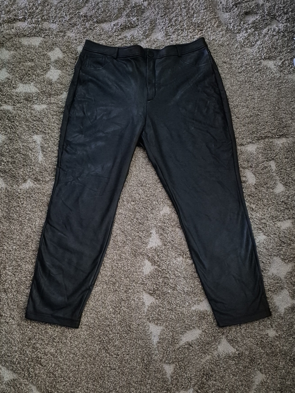 Shinestar Black Ladies Faux Leather Stretch Dress Pants